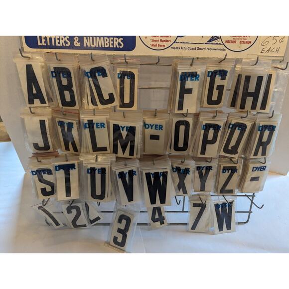 VINTAGE RARE DYER Peg Display W/100's Of 3" Letters & Numbers All-Purpose Vinyl - Picture 10 of 13